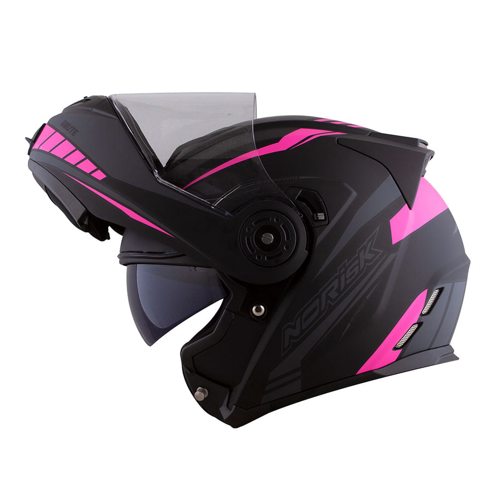 CAPACETE NORISK ROUTE FF345 MOTION PRETO FOSCO/ROSA - Image 3