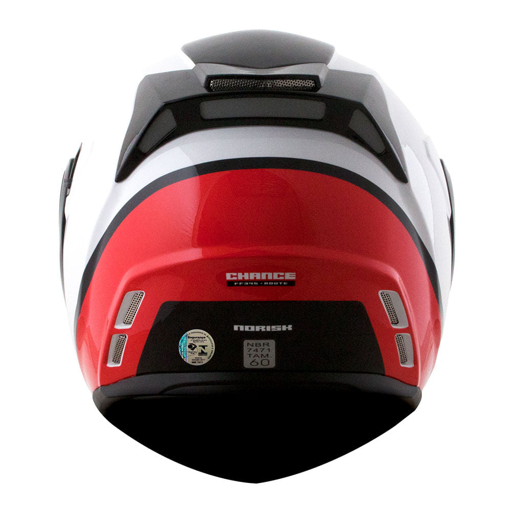 CAPACETE NORISK ROUTE FF345 CHANCE BRANCO/VERMELHO - Image 3