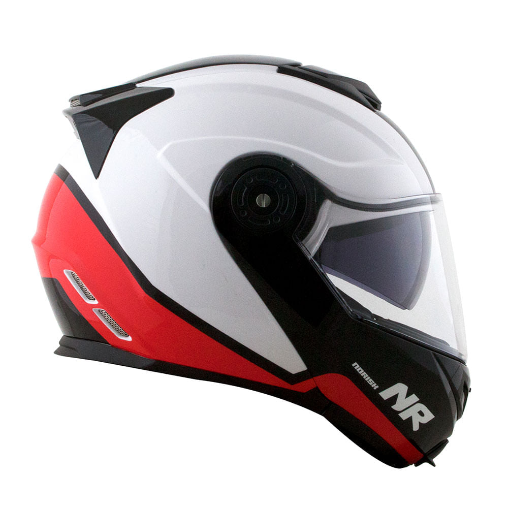 CAPACETE NORISK ROUTE FF345 CHANCE BRANCO/VERMELHO